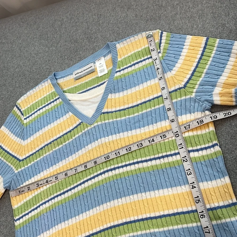 Y2K 90s Striped Top Shirt XL Petite Academia Preppy Skater Pastel